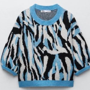 Zara animal jacquard knit sweater